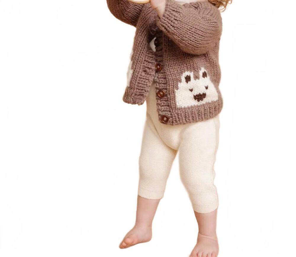 NEW THE BLUEBERRY HILL kids bear cardigan in tan